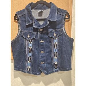 Watch‎ LA Jean Vest With Blue Azrec Pattern/embroidered